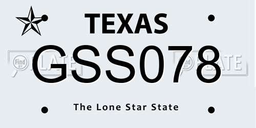 GSS078 Texas License Plate
