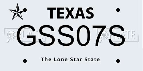 GSS07S Texas License Plate
