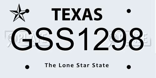 GSS1298 Texas License Plate