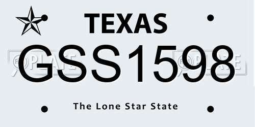GSS1598 Texas License Plate