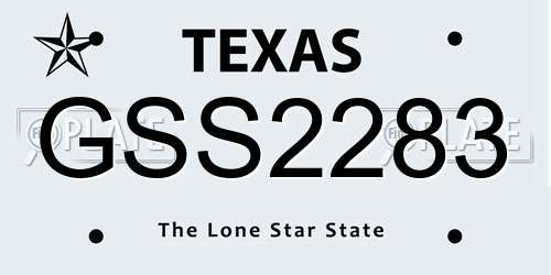 GSS2283 Texas License Plate