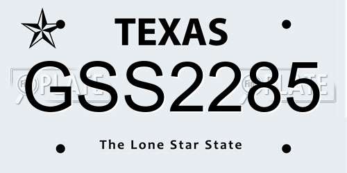 GSS2285 Texas License Plate