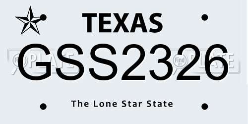 GSS2326 Texas License Plate