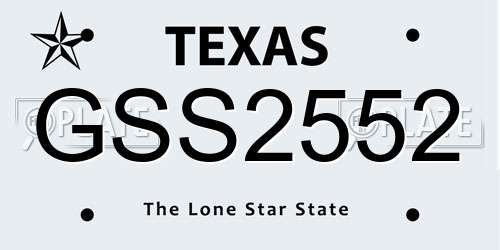 GSS2552 Texas License Plate