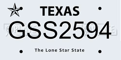 GSS2594 Texas License Plate