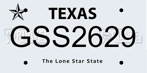 GSS2629 Texas License Plate