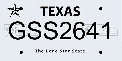 GSS2641 Texas License Plate