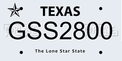 GSS2800 Texas License Plate