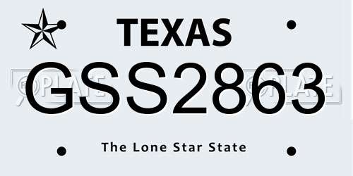 GSS2863 Texas License Plate
