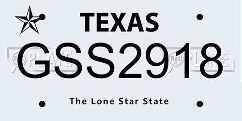 GSS2918 Texas License Plate