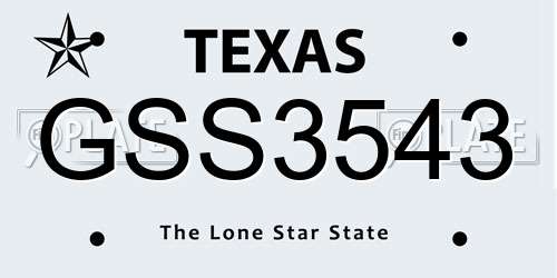 GSS3543 Texas License Plate