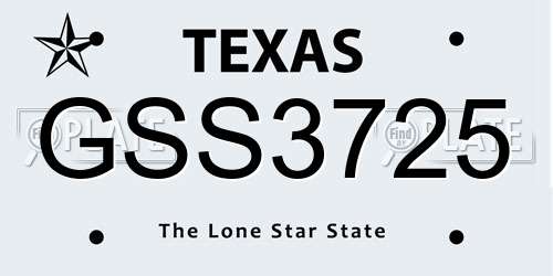 GSS3725 Texas License Plate
