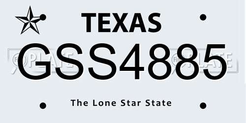 GSS4885 Texas License Plate
