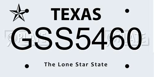 GSS5460 Texas License Plate