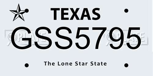 GSS5795 Texas License Plate