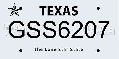 GSS6207 Texas License Plate
