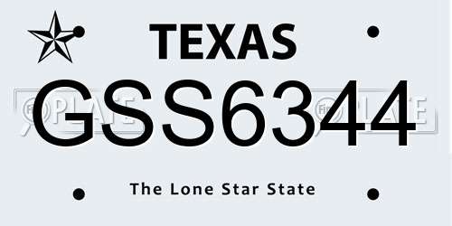 GSS6344 Texas License Plate