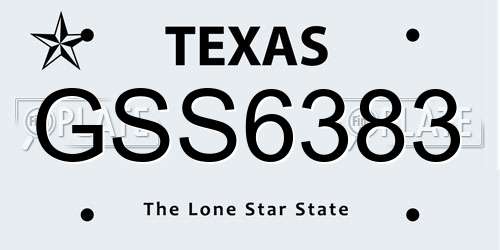 GSS6383 Texas License Plate