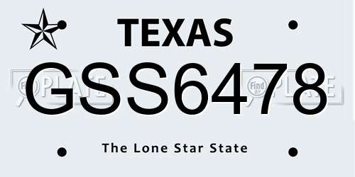 GSS6478 Texas License Plate