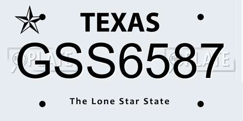GSS6587 Texas License Plate