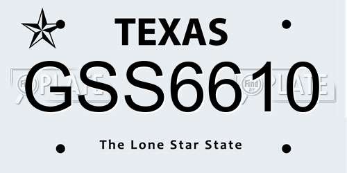 GSS6610 Texas License Plate