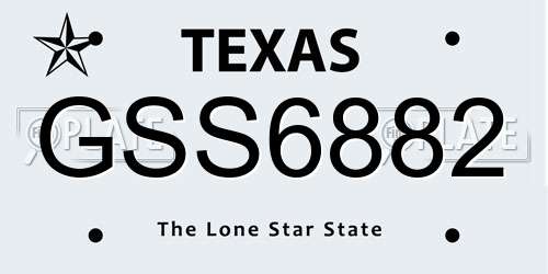 GSS6882 Texas License Plate