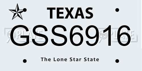 GSS6916 Texas License Plate