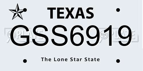 GSS6919 Texas License Plate