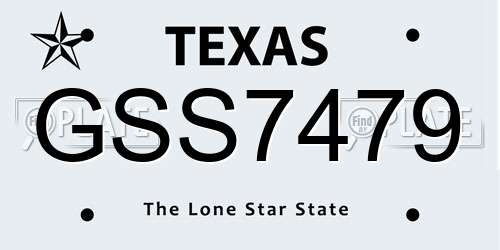 GSS7479 Texas License Plate