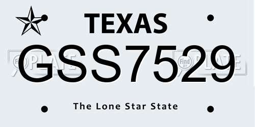 GSS7529 Texas License Plate