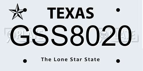 GSS8020 Texas License Plate