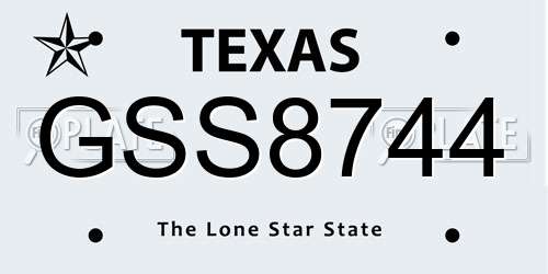 GSS8744 Texas License Plate