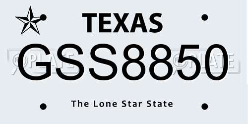 GSS8850 Texas License Plate