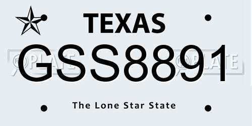 GSS8891 Texas License Plate