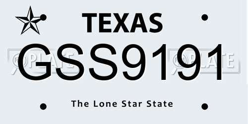 GSS9191 Texas License Plate