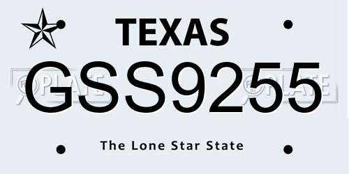 GSS9255 Texas License Plate