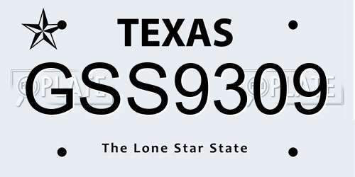 GSS9309 Texas License Plate