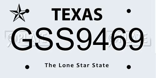 GSS9469 Texas License Plate