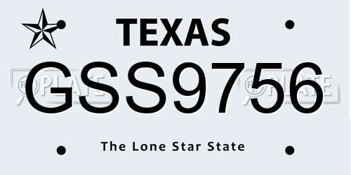 GSS9756 Texas License Plate