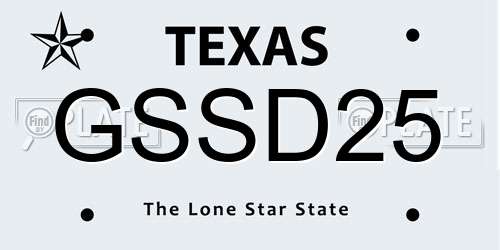 GSSD25 Texas License Plate