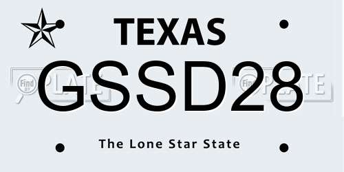GSSD28 Texas License Plate