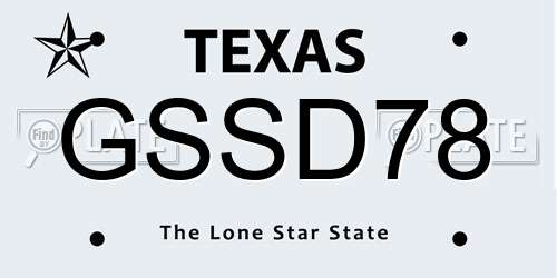GSSD78 Texas License Plate