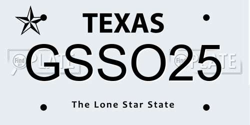 GSSO25 Texas License Plate