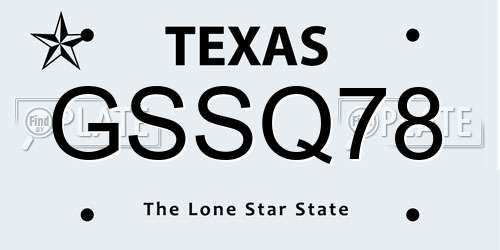 GSSQ78 Texas License Plate