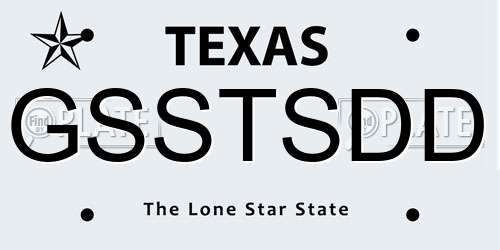 GSSTSDD Texas License Plate