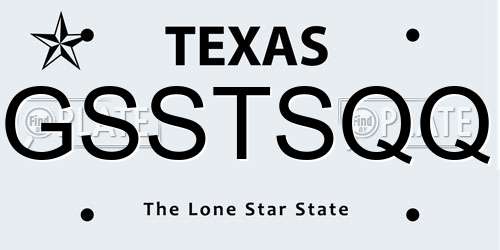 GSSTSQQ Texas License Plate