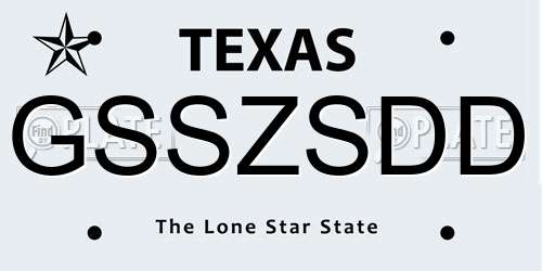 GSSZSDD Texas License Plate