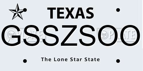 GSSZSOO Texas License Plate