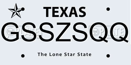 GSSZSQQ Texas License Plate
