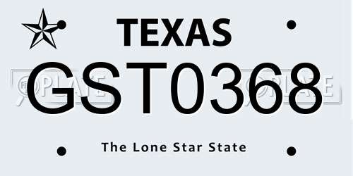 GST0368 Texas License Plate